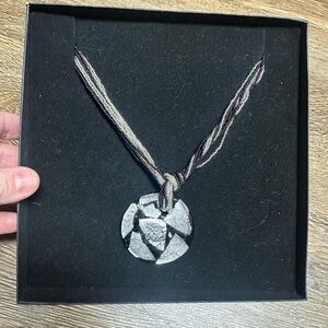 LP Italy Murano Glass Silver Pendant Necklace Handmade